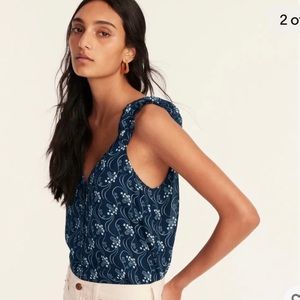 J. Crew crinkle chiffon cap sleeve top in Starry Swirl